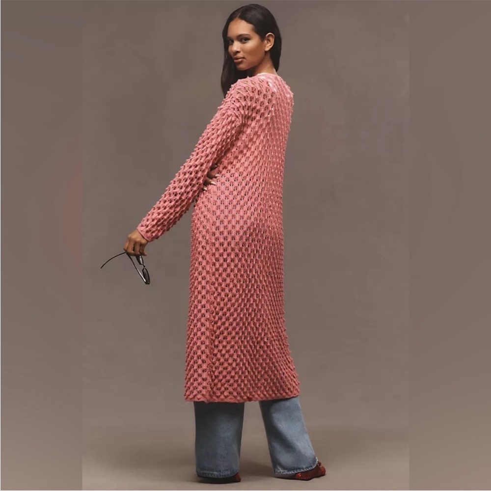 Anthroplogie Maeve Long Front-Tie Popcorn Cardigan